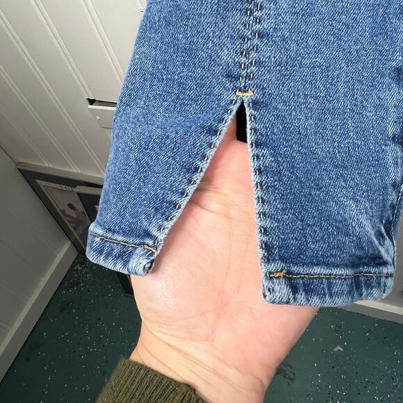 Banana Republic High Rise Straight Leg Jeans Unique Denim Front Seam Ankle Slit - Picture 8 of 9